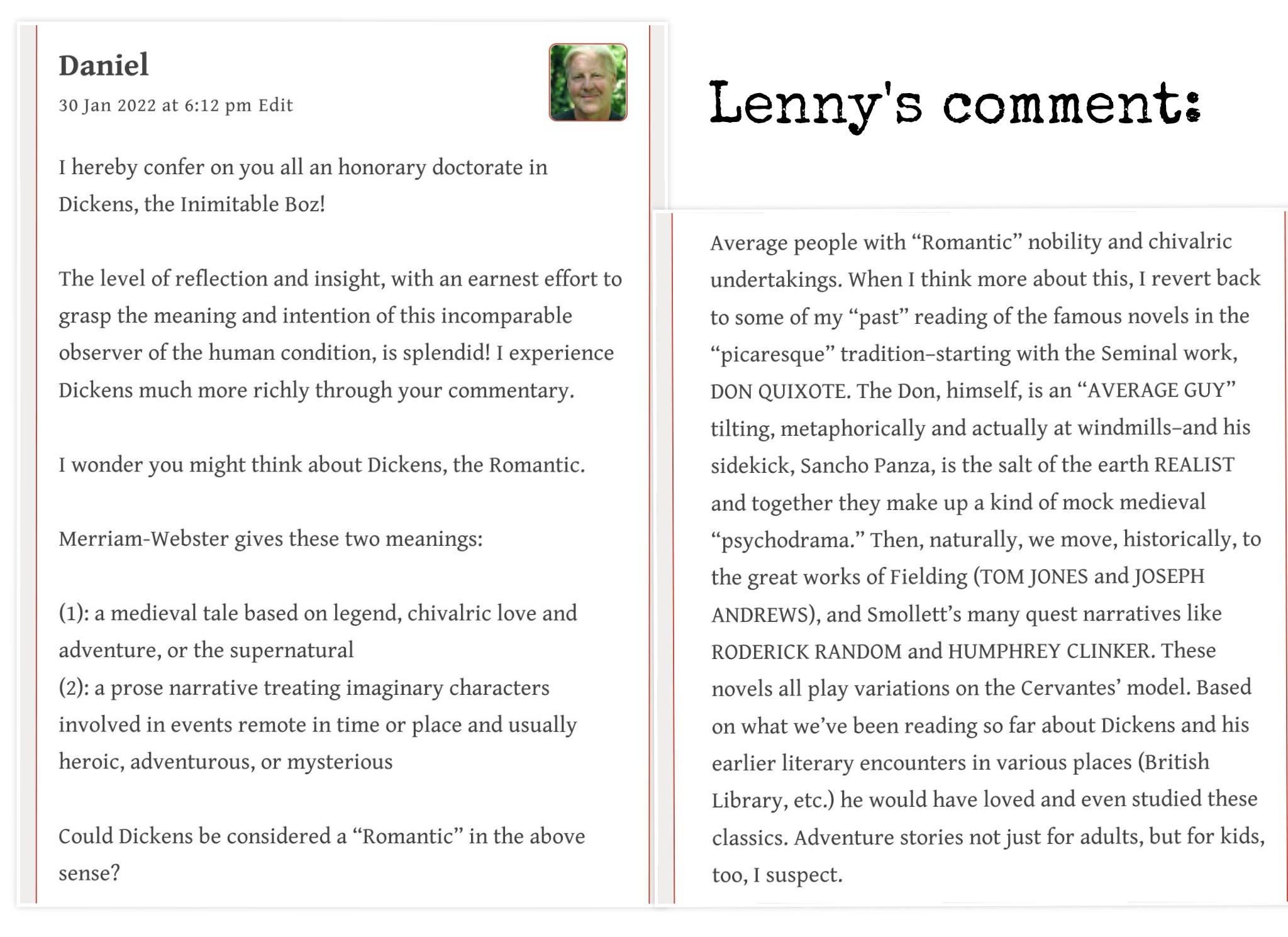 dan and lenny comments