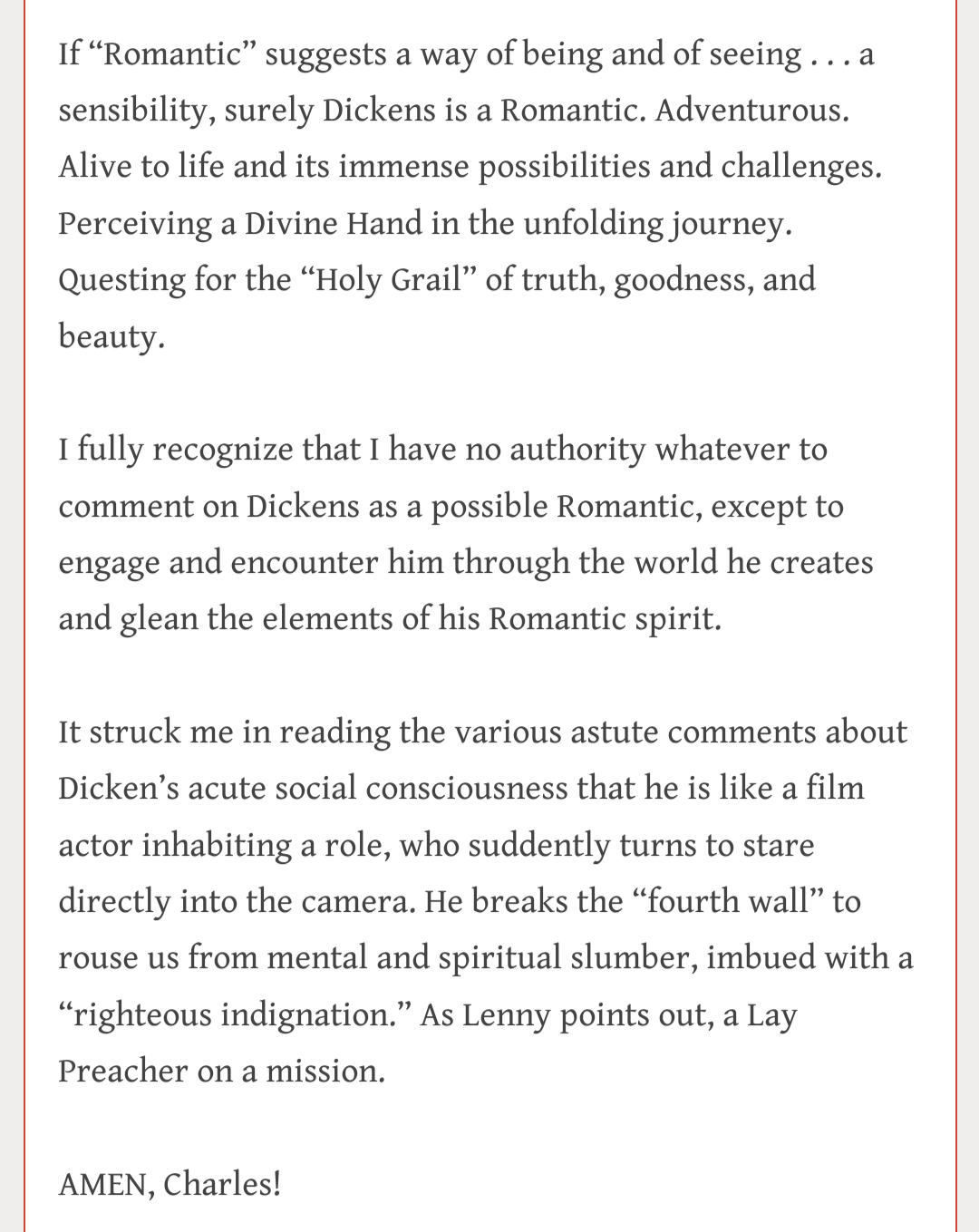 sketches wk 7 daniel comment dickens romanticism